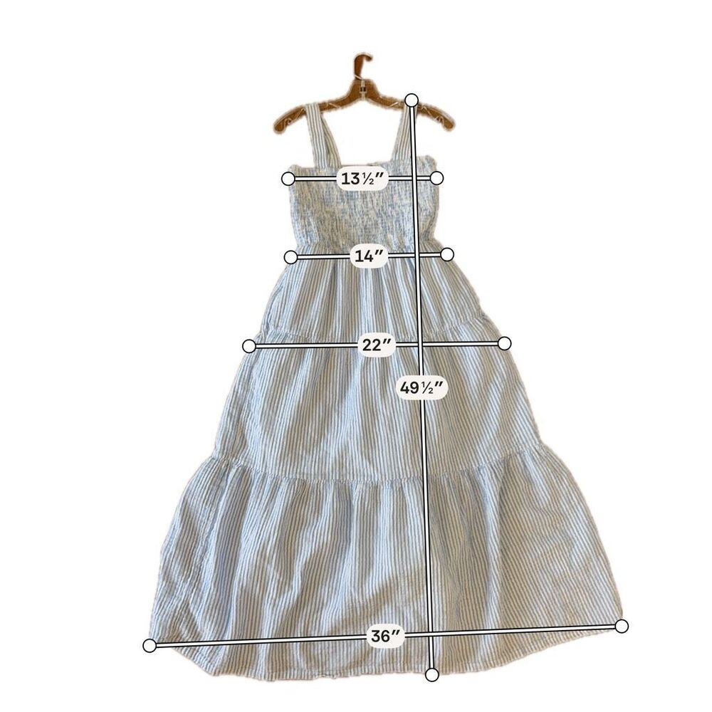 Quince blue and white stripe smocked midi dress small - Picture 11 of 11
